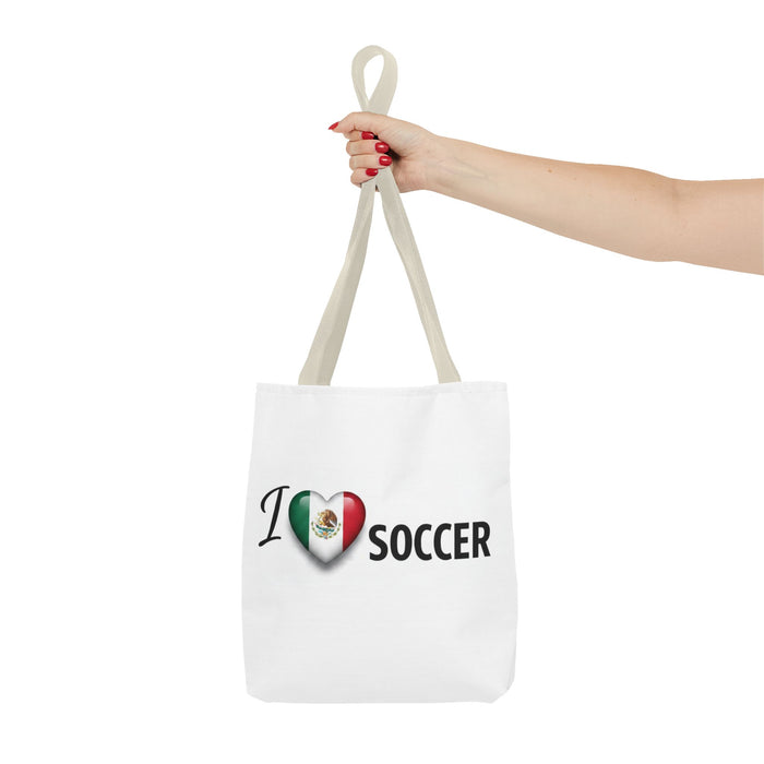 I  Soccer Tote Bag — Mexican Flag Heart Design