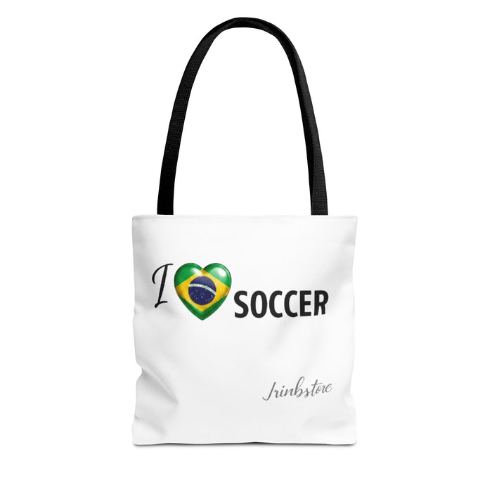 I  Soccer Tote Bag — Brazil Flag Heart Soccer Fan Tote