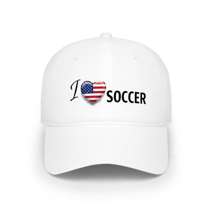 USA Flag Heart "I Love Soccer" Baseball Cap