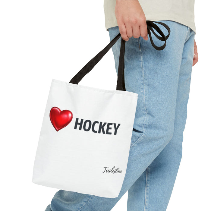 Love Hockey Tote Bag – Heart Emoji Hockey Fan Tote