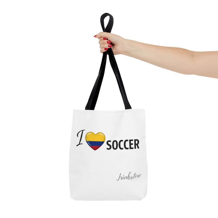 I Love Soccer Tote Bag — Colombia Flag Heart Soccer Fan Tote