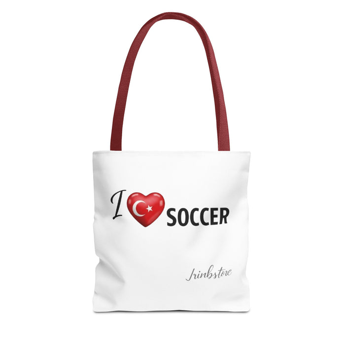 I  SOCCER Turkey Flag Tote Bag — Lightweight Game Day Canvas Tote