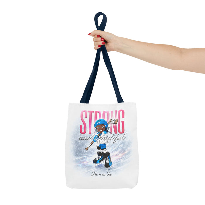 Strong and Beautiful Hockey Girl Tote Bag — Born on Ice All-Over Print