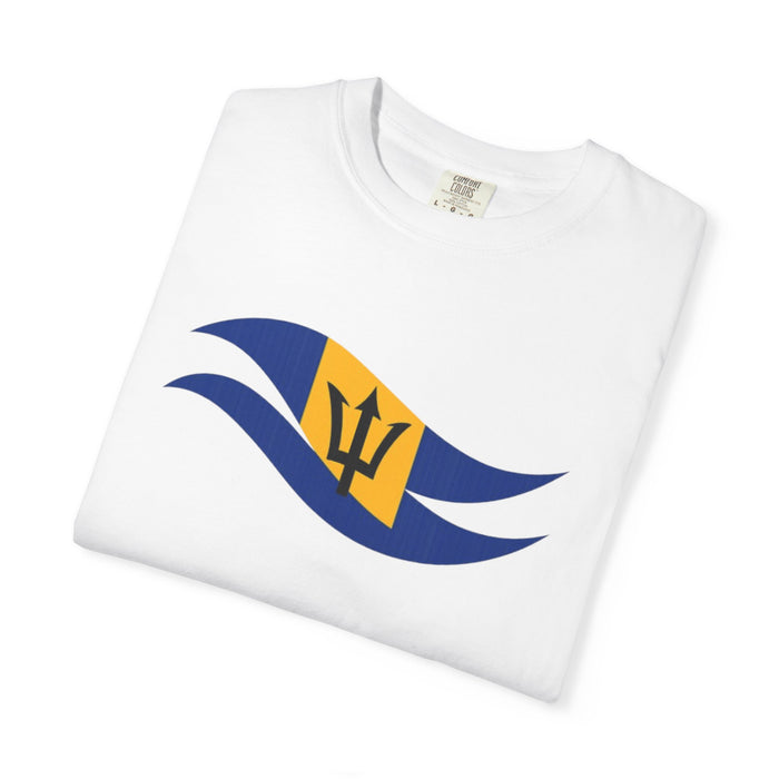 Barbados Wave Flag T-Shirt — Trident Crest Graphic Tee