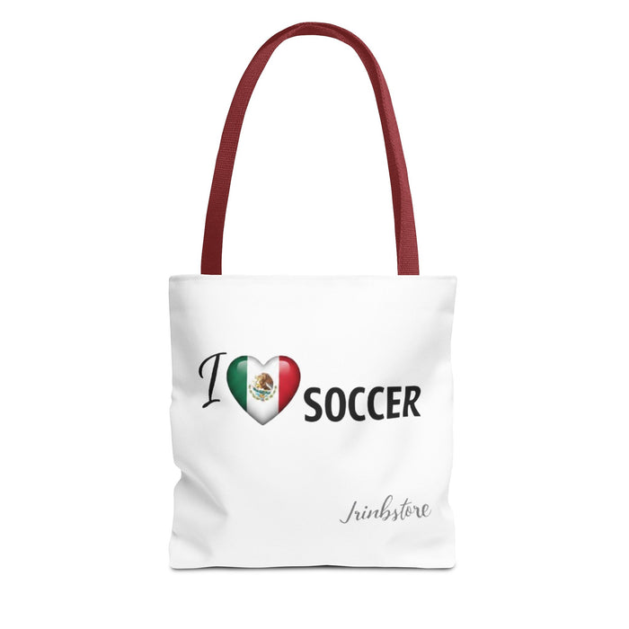 I  Soccer Tote Bag — Mexican Flag Heart Soccer Fans Gift