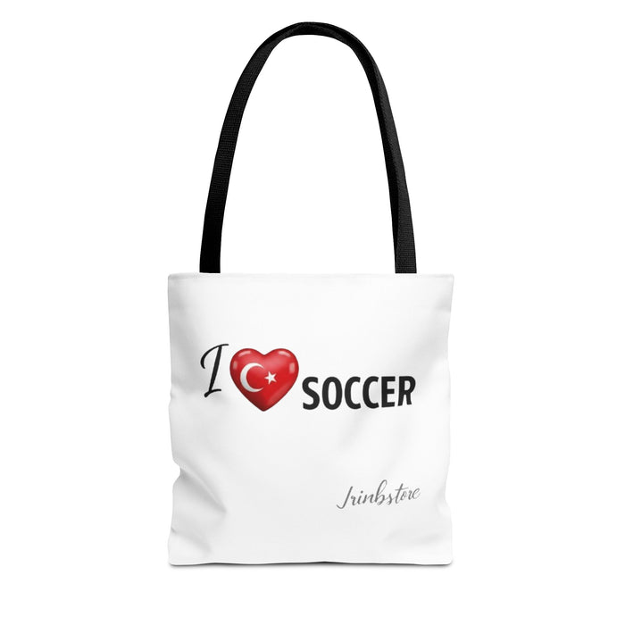 I  SOCCER Turkey Flag Tote Bag — Lightweight Game Day Canvas Tote