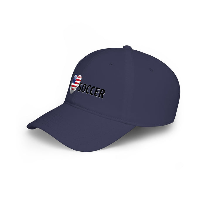 USA Flag Heart "I Love Soccer" Baseball Cap