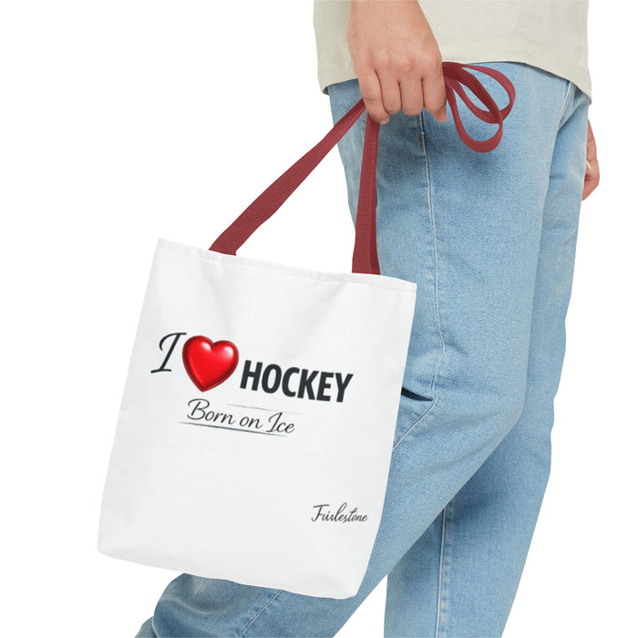 I  Hockey Tote Bag — "Born on Ice" Hockey Lover Canvas Tote