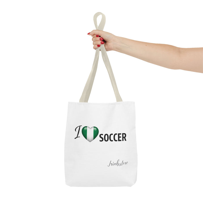 I Heart Soccer Tote Bag — Nigeria Flag Heart Soccer Fan Tote