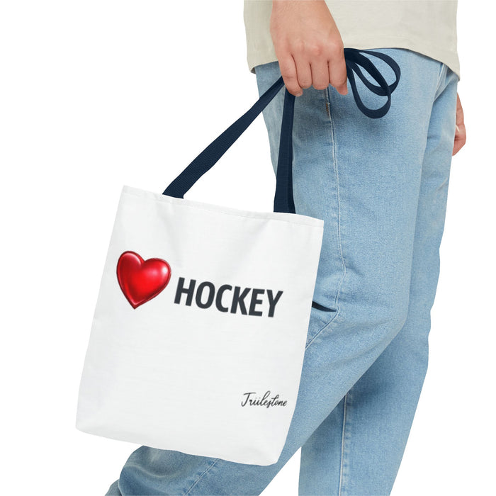 Love Hockey Tote Bag – Heart Emoji Hockey Fan Tote