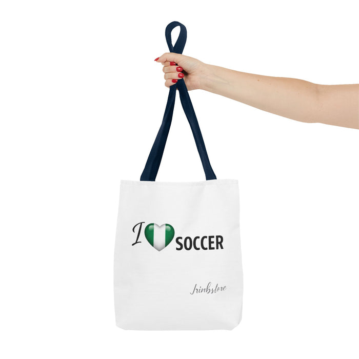 I Heart Soccer Tote Bag — Nigeria Flag Heart Soccer Fan Tote