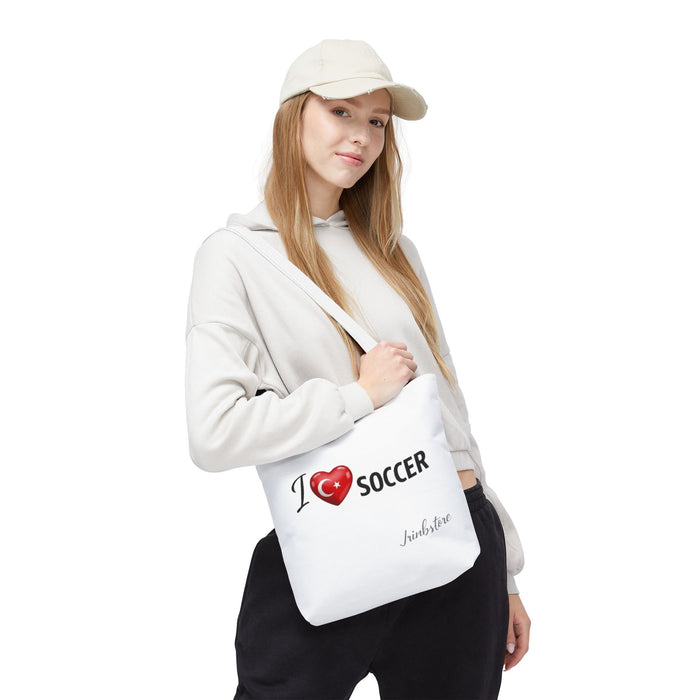 I  SOCCER Turkey Flag Tote Bag — Lightweight Game Day Canvas Tote