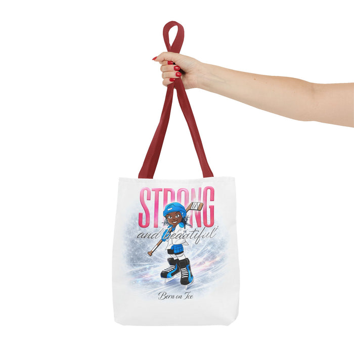 Strong and Beautiful Hockey Girl Tote Bag – Born on Ice Inspirational Sports Tote