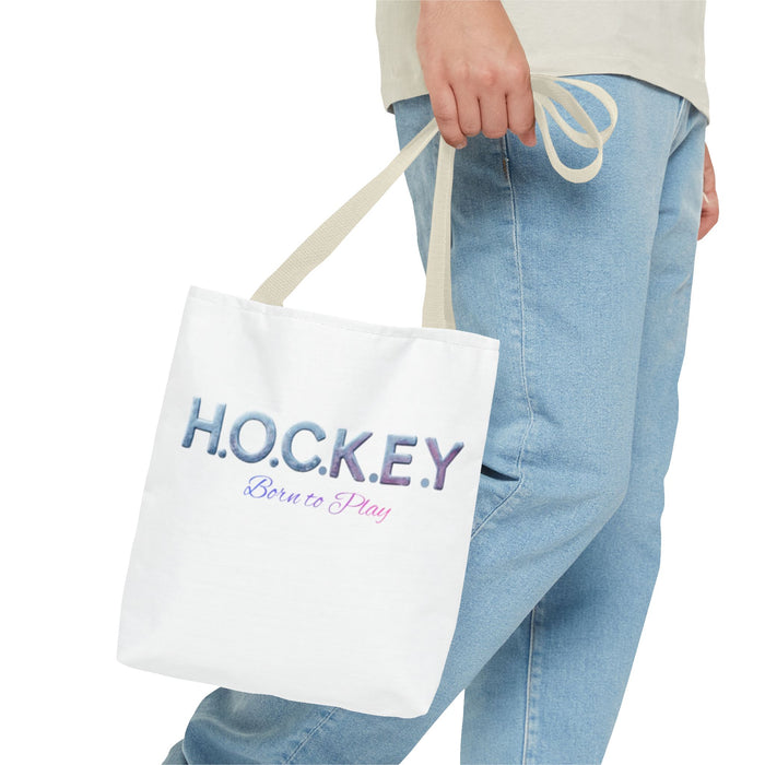 Hockey Tote Bag — "H.O.C.K.E.Y. Born to Play" Ice Sport Tote