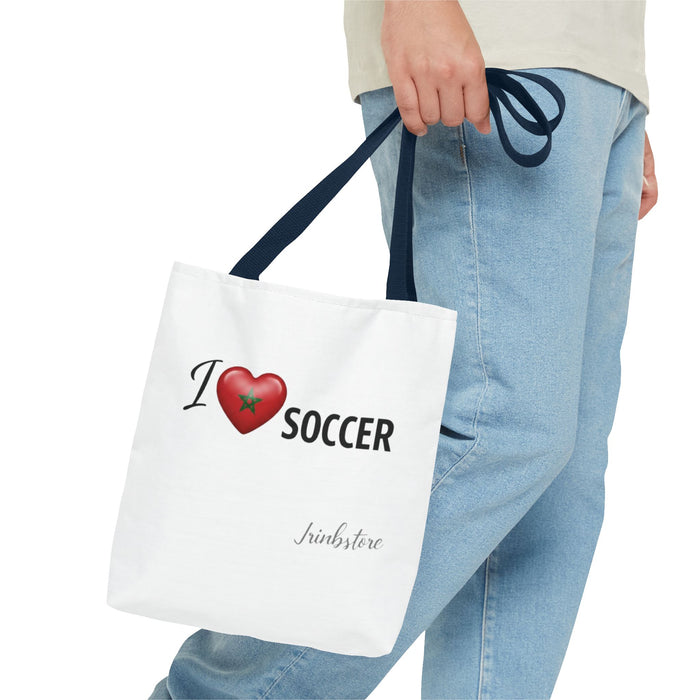 I heart Soccer Tote Bag — Heart Soccer with Morocco flag