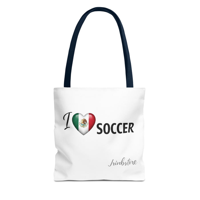 I  Soccer Tote Bag — Mexican Flag Heart Soccer Fans Gift