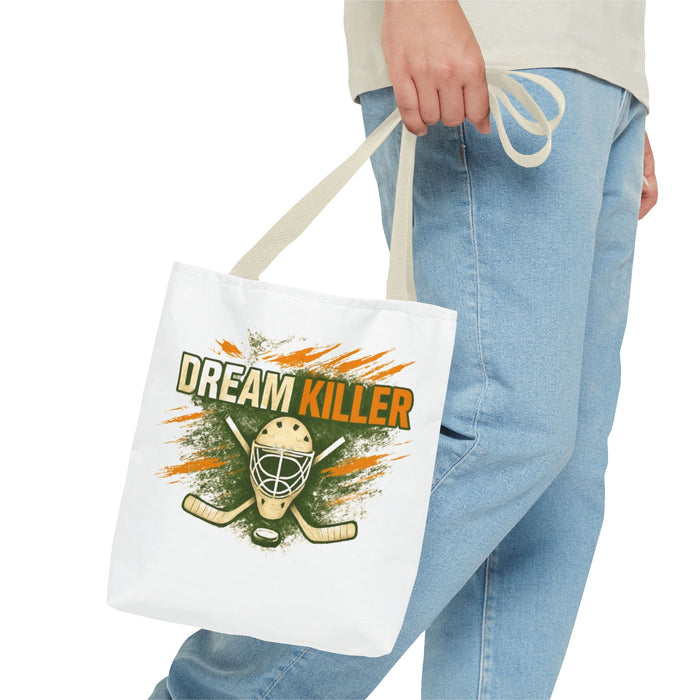 Hockey 'Dream Killer' Tote Bag – Goalie Mask & Sticks Sports Tote