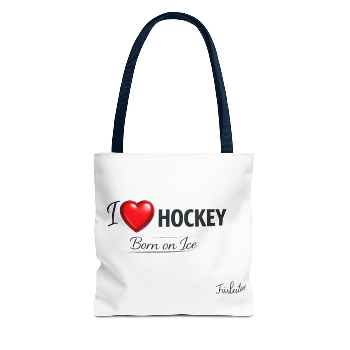 I  Hockey Tote Bag — "Born on Ice" Hockey Lover Canvas Tote