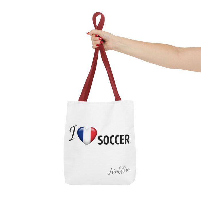 Soccer Tote Bag - "I  Soccer" with French Flag Heart, Casual Sports Fan Gift