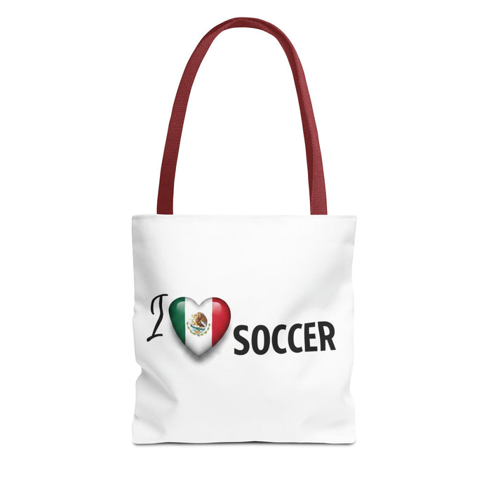 I  Soccer Tote Bag — Mexican Flag Heart Design
