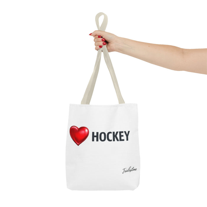 Love Hockey Tote Bag – Heart Emoji Hockey Fan Tote